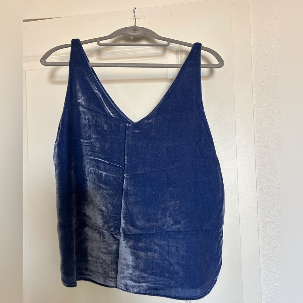 NWT Ann Taylor Loft Velvet Tank Top in Denim Blue
